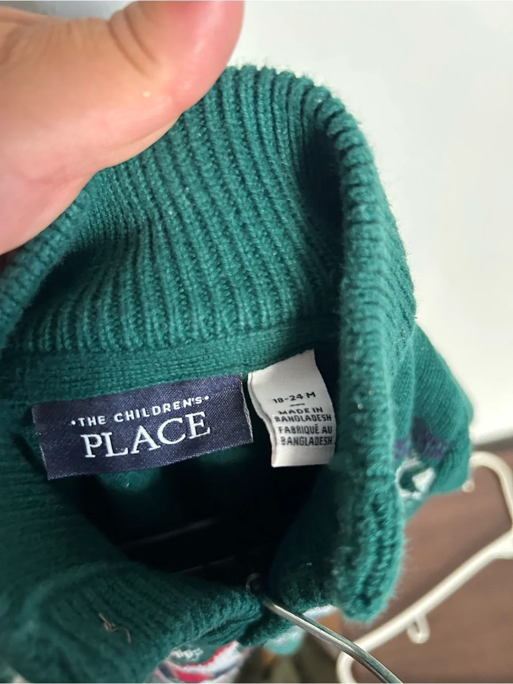 The Children's Place Dark Green Train Turtleneck Sweater Sz 18-24 months